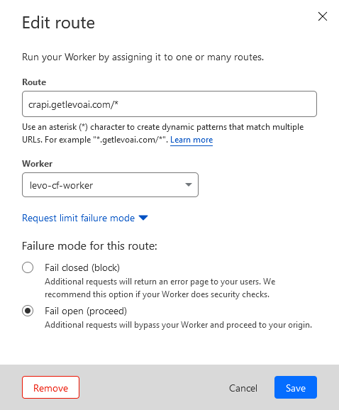 Adding a Cloudflare Worker route