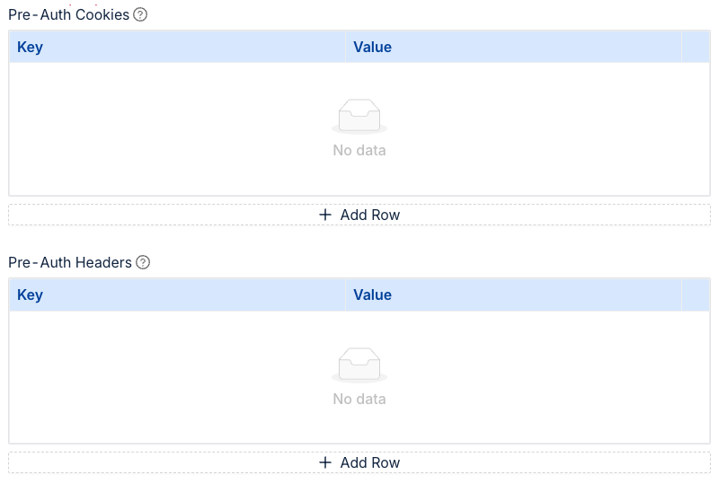Pre-Auth cookies and headers